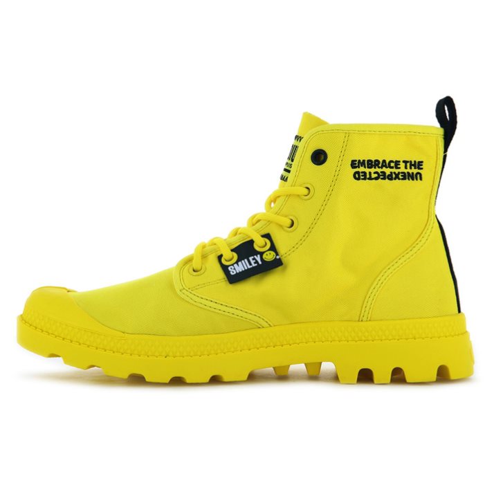 Palladium Pampa Smiley Change Men's Boots Yellow | UK C705-HCQ